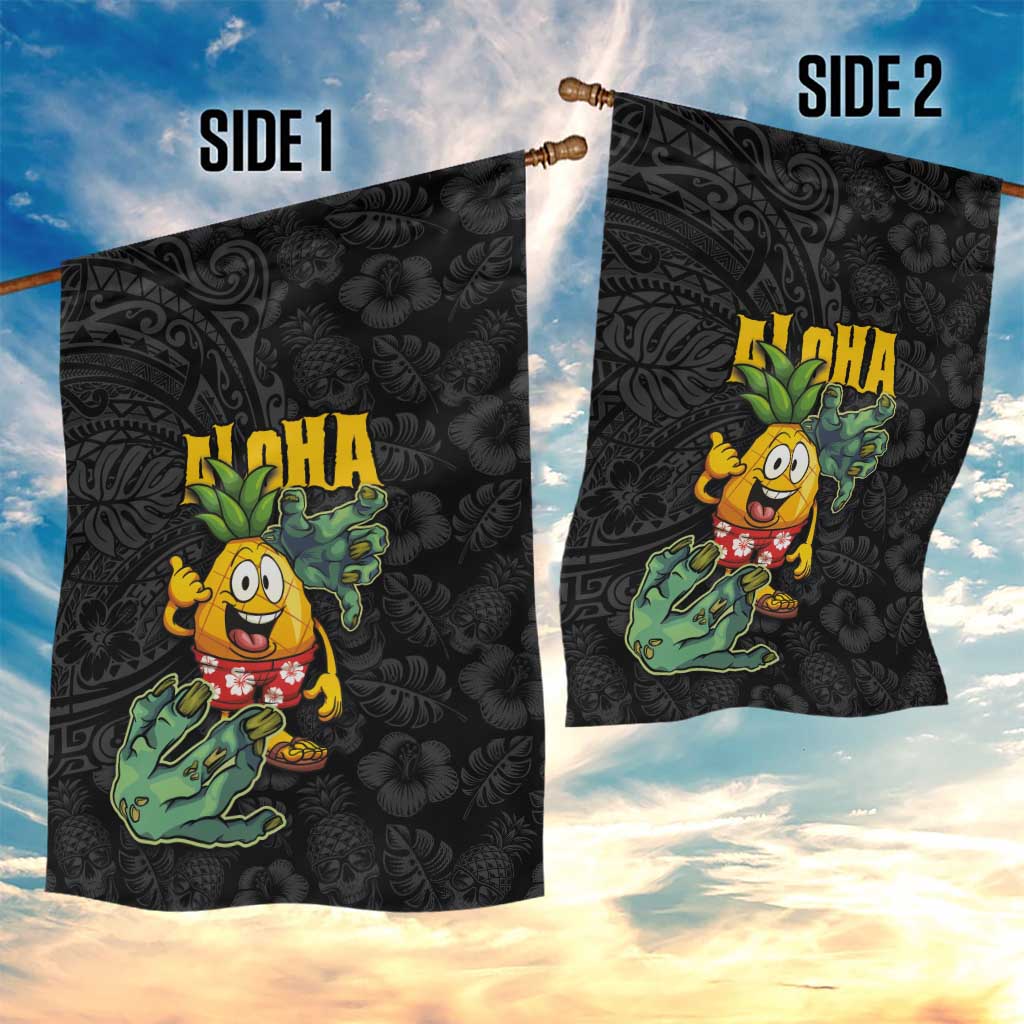 Hawaiian Halloween Garden Flag Aloha Pinapple with Mysterious Hands and Polynesian Tribal Tattoo LT03 - Polynesian Pride