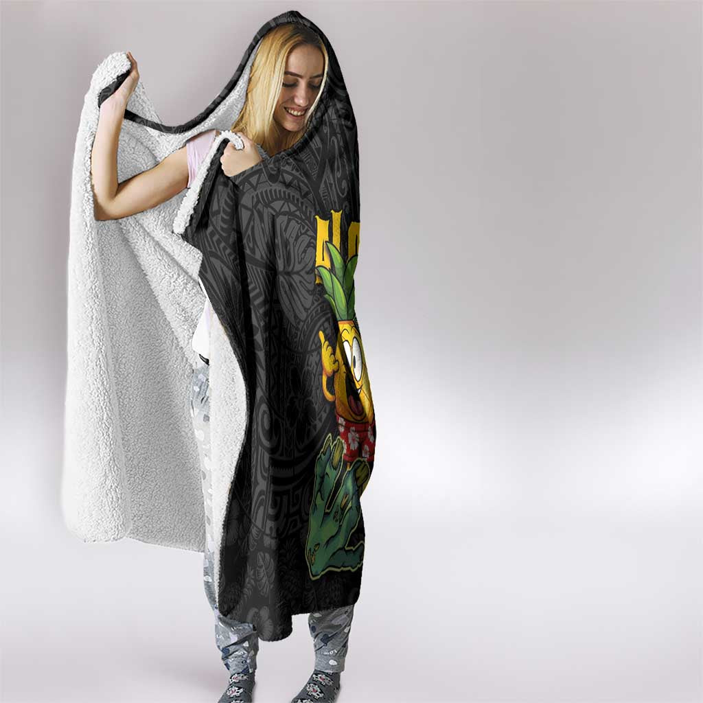 Hawaiian Halloween Hooded Blanket Aloha Pinapple with Mysterious Hands and Polynesian Tribal Tattoo LT03 - Polynesian Pride