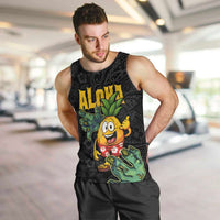 Hawaiian Halloween Men Tank Top Aloha Pinapple with Mysterious Hands and Polynesian Tribal Tattoo LT03 Black - Polynesian Pride