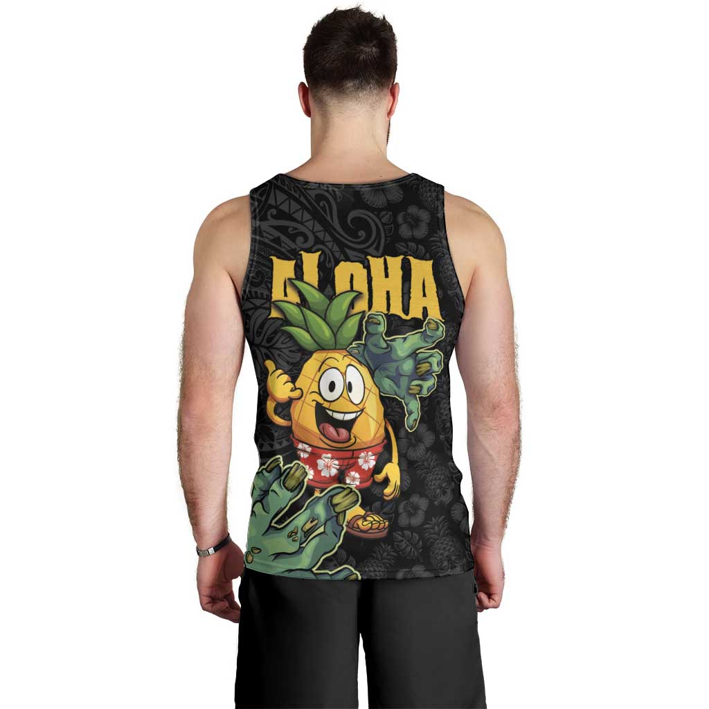 Hawaiian Halloween Men Tank Top Aloha Pinapple with Mysterious Hands and Polynesian Tribal Tattoo LT03 - Polynesian Pride