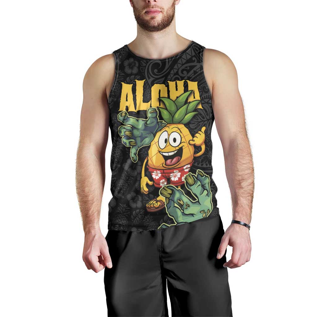 Hawaiian Halloween Men Tank Top Aloha Pinapple with Mysterious Hands and Polynesian Tribal Tattoo LT03 - Polynesian Pride