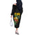 Hawaiian Halloween Off The Shoulder Long Sleeve Dress Aloha Pinapple with Mysterious Hands and Polynesian Tribal Tattoo