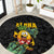 Hawaiian Halloween Round Carpet Aloha Pinapple with Mysterious Hands and Polynesian Tribal Tattoo