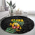 Hawaiian Halloween Round Carpet Aloha Pinapple with Mysterious Hands and Polynesian Tribal Tattoo