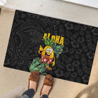 Hawaiian Halloween Rubber Doormat Aloha Pinapple with Mysterious Hands and Polynesian Tribal Tattoo LT03 - Polynesian Pride