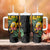 Hawaiian Halloween Tumbler With Handle Aloha Pinapple with Mysterious Hands and Polynesian Tribal Tattoo