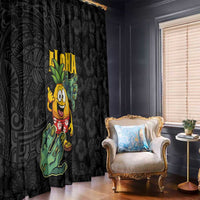 Hawaiian Halloween Window Curtain Aloha Pinapple with Mysterious Hands and Polynesian Tribal Tattoo LT03 - Polynesian Pride