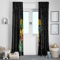 Hawaiian Halloween Window Curtain Aloha Pinapple with Mysterious Hands and Polynesian Tribal Tattoo LT03 - Polynesian Pride