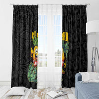 Hawaiian Halloween Window Curtain Aloha Pinapple with Mysterious Hands and Polynesian Tribal Tattoo LT03 - Polynesian Pride