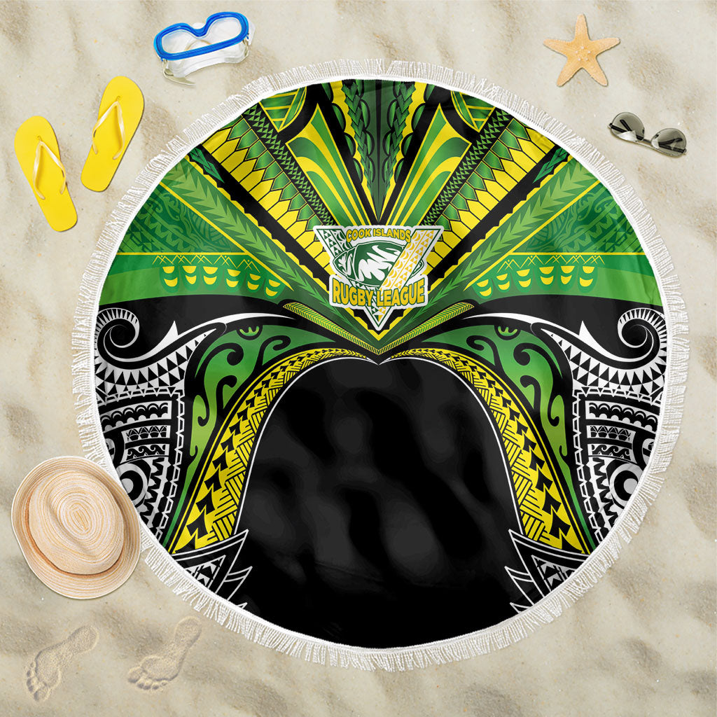 Cook Islands Rugby League Beach Blanket Polynesian and Tatau Tribal Art - Black Color