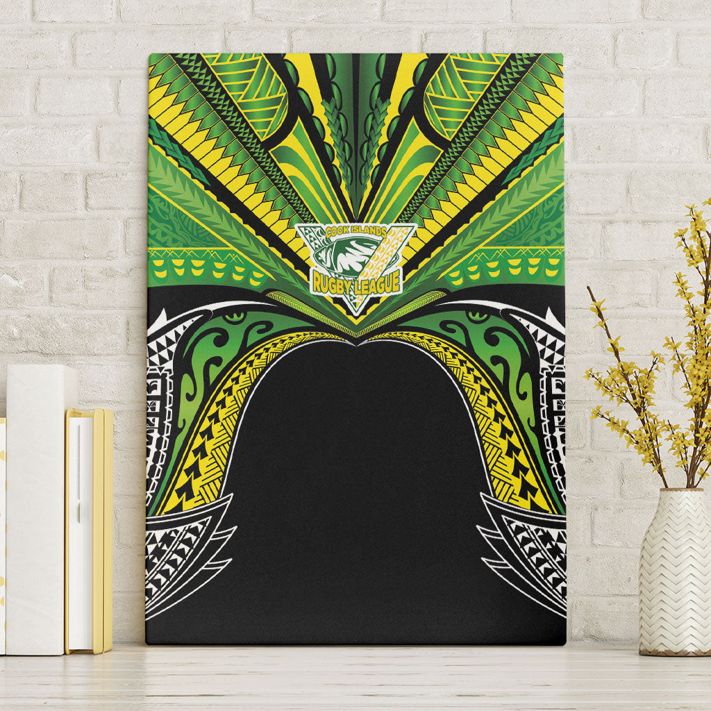 Cook Islands Rugby League Canvas Wall Art Polynesian and Tatau Tribal Art - Black Color
