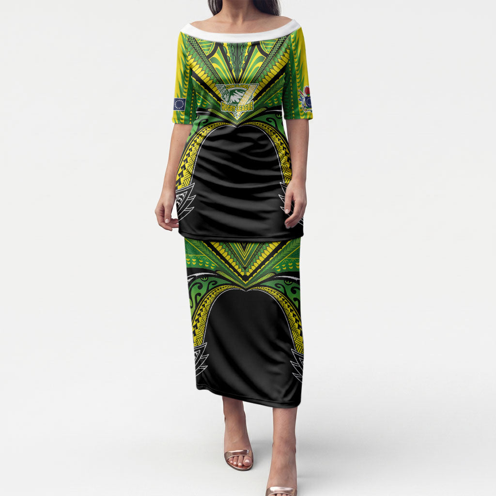 Cook Islands Rugby League Custom Puletasi Polynesian and Tatau Tribal Art - Black Color