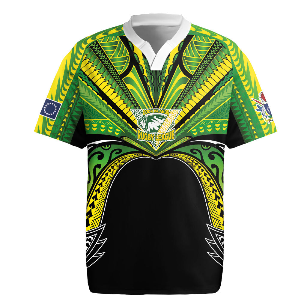 Cook Islands Rugby League Custom Rugby Jersey Polynesian and Tatau Tribal Art - Black Color