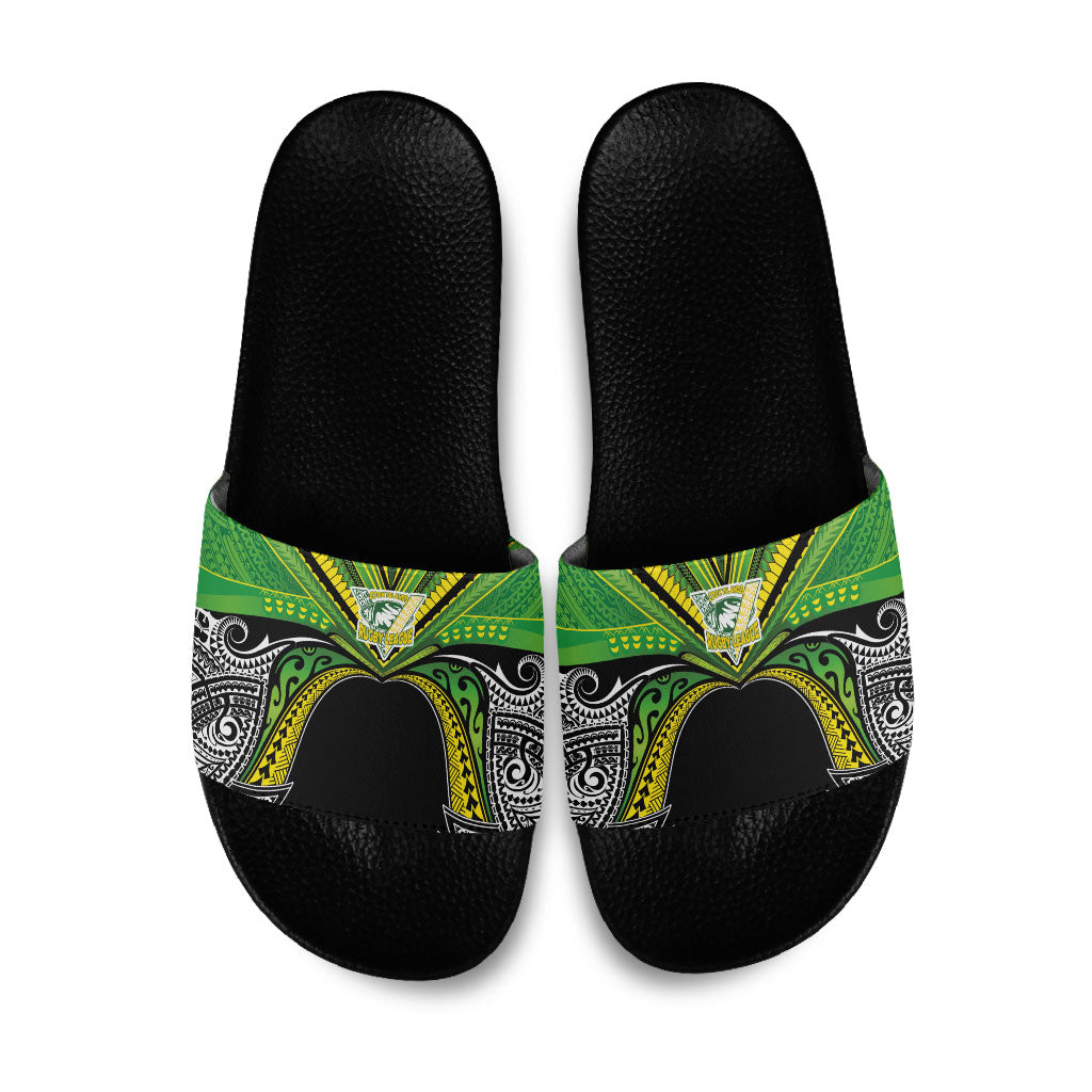 Cook Islands Rugby League Slide Sandals Polynesian and Tatau Tribal Art - Black Color