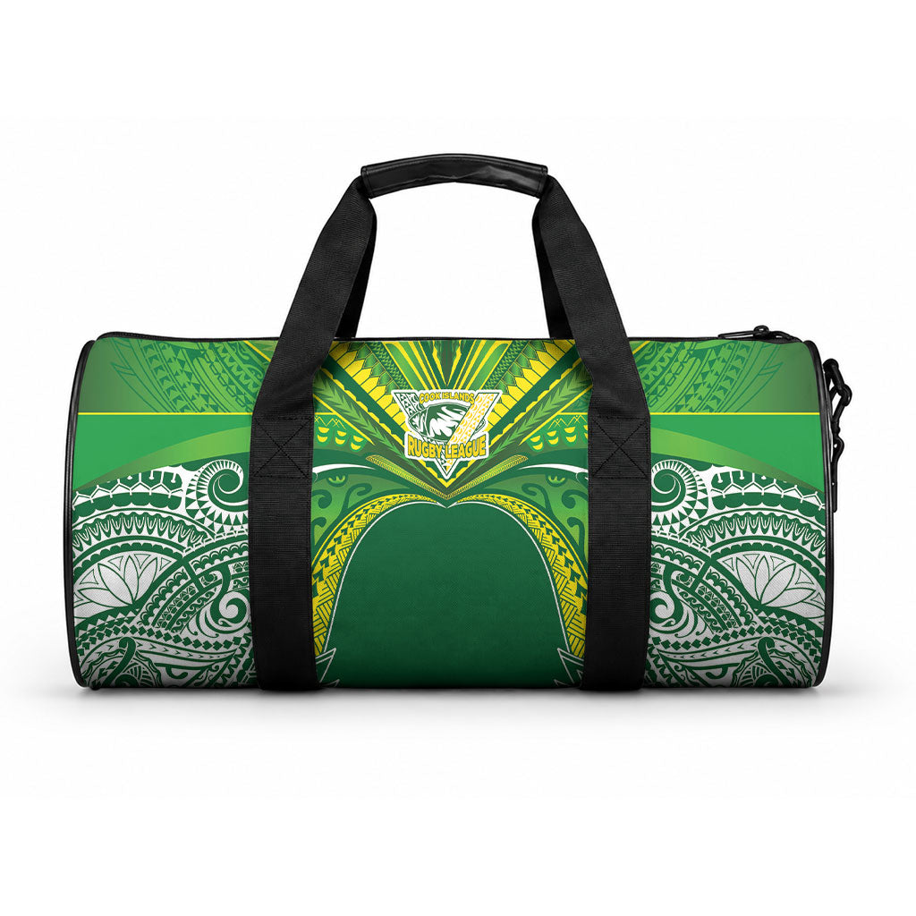 Cook Islands Rugby League Duffle Bag Polynesian and Tatau Tribal Art - Green Color