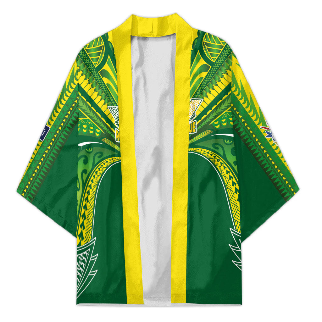 Cook Islands Rugby League Custom Kimono Polynesian and Tatau Tribal Art - Green Color