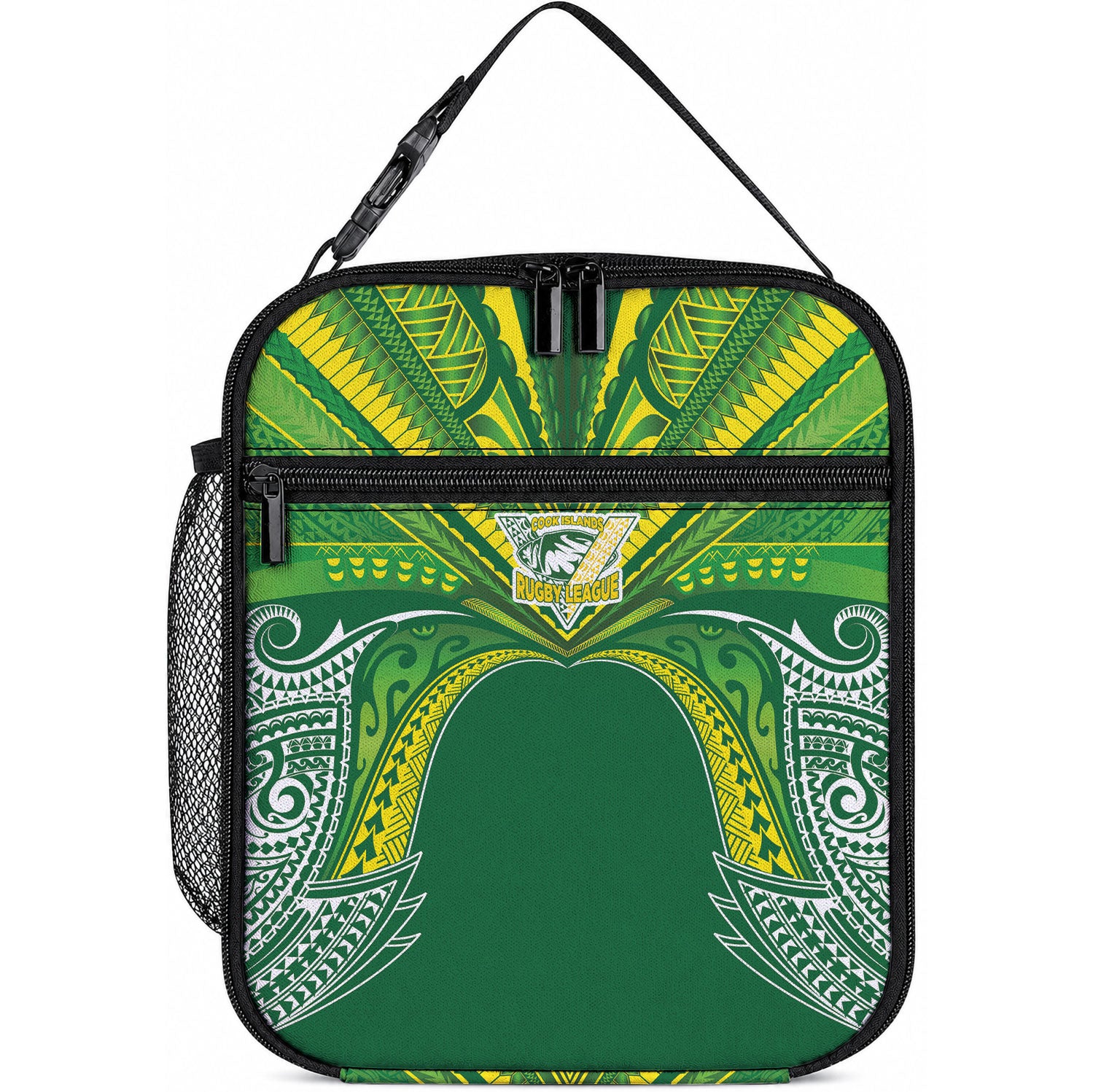 Cook Islands Rugby League Lunch Bag Polynesian and Tatau Tribal Art - Green Color