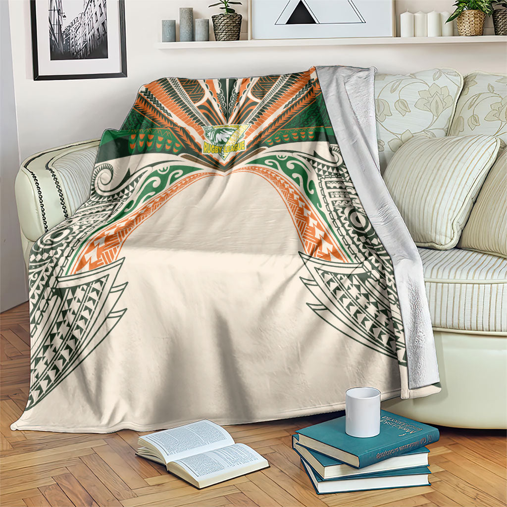 Cook Islands Rugby League Blanket Polynesian and Tatau Tribal Art - Retro Palette