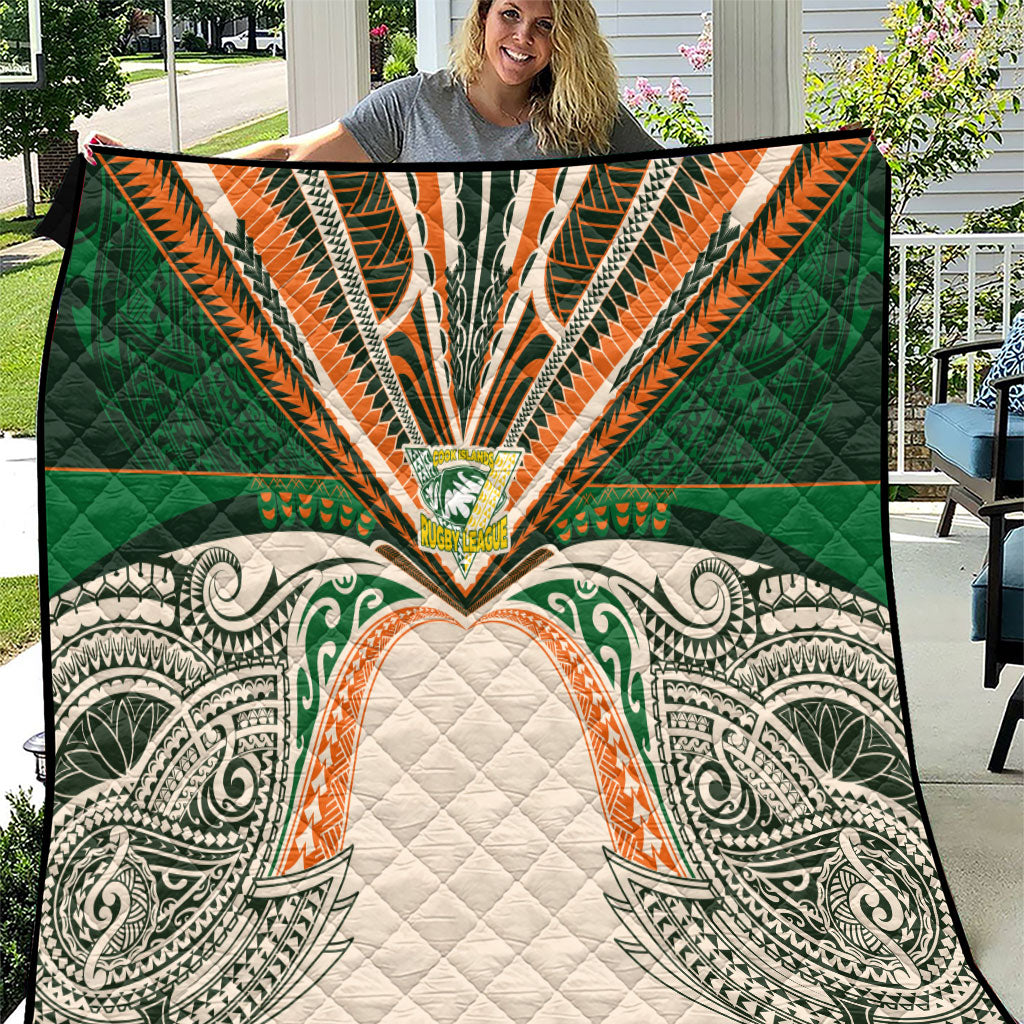 Cook Islands Rugby League Quilt Polynesian and Tatau Tribal Art - Retro Palette
