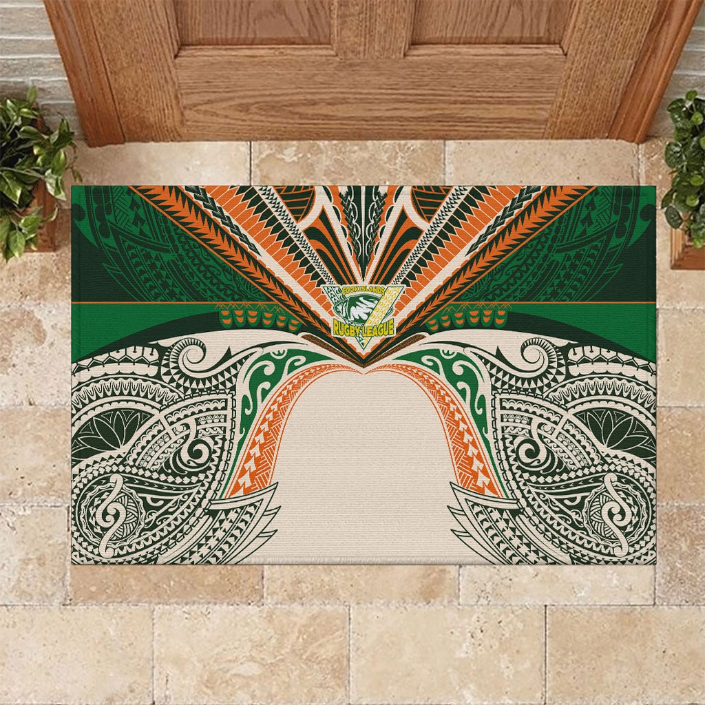 Cook Islands Rugby League Rubber Doormat Polynesian and Tatau Tribal Art - Retro Palette