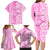 Hawaii Kauai Island Family Matching Long Sleeve Bodycon Dress and Hawaiian Shirt Hibiscus Pattern Seamless Tribal Simple Pink LT03 - Polynesian Pride