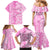 Hawaii Kauai Island Family Matching Mermaid Dress and Hawaiian Shirt Hibiscus Pattern Seamless Tribal Simple Pink LT03 - Polynesian Pride