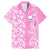 Hawaii Kauai Island Family Matching Mermaid Dress and Hawaiian Shirt Hibiscus Pattern Seamless Tribal Simple Pink LT03 Dad's Shirt - Short Sleeve Pink - Polynesian Pride