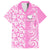 Hawaii Kauai Island Family Matching Off Shoulder Maxi Dress and Hawaiian Shirt Hibiscus Pattern Seamless Tribal Simple Pink LT03 Dad's Shirt - Short Sleeve Pink - Polynesian Pride