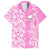 Hawaii Kauai Island Family Matching Short Sleeve Bodycon Dress and Hawaiian Shirt Hibiscus Pattern Seamless Tribal Simple Pink LT03 Dad's Shirt - Short Sleeve Pink - Polynesian Pride