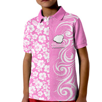 Hawaii Kauai Island Kid Polo Shirt Hibiscus Pattern Seamless Tribal Simple Pink LT03 Kid Pink - Polynesian Pride