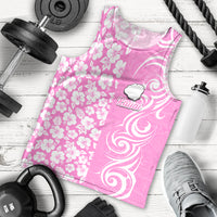 Hawaii Kauai Island Men Tank Top Hibiscus Pattern Seamless Tribal Simple Pink LT03 Pink - Polynesian Pride