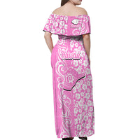 Hawaii Kauai Island Off Shoulder Maxi Dress Hibiscus Pattern Seamless Tribal Simple Pink LT03 - Polynesian Pride