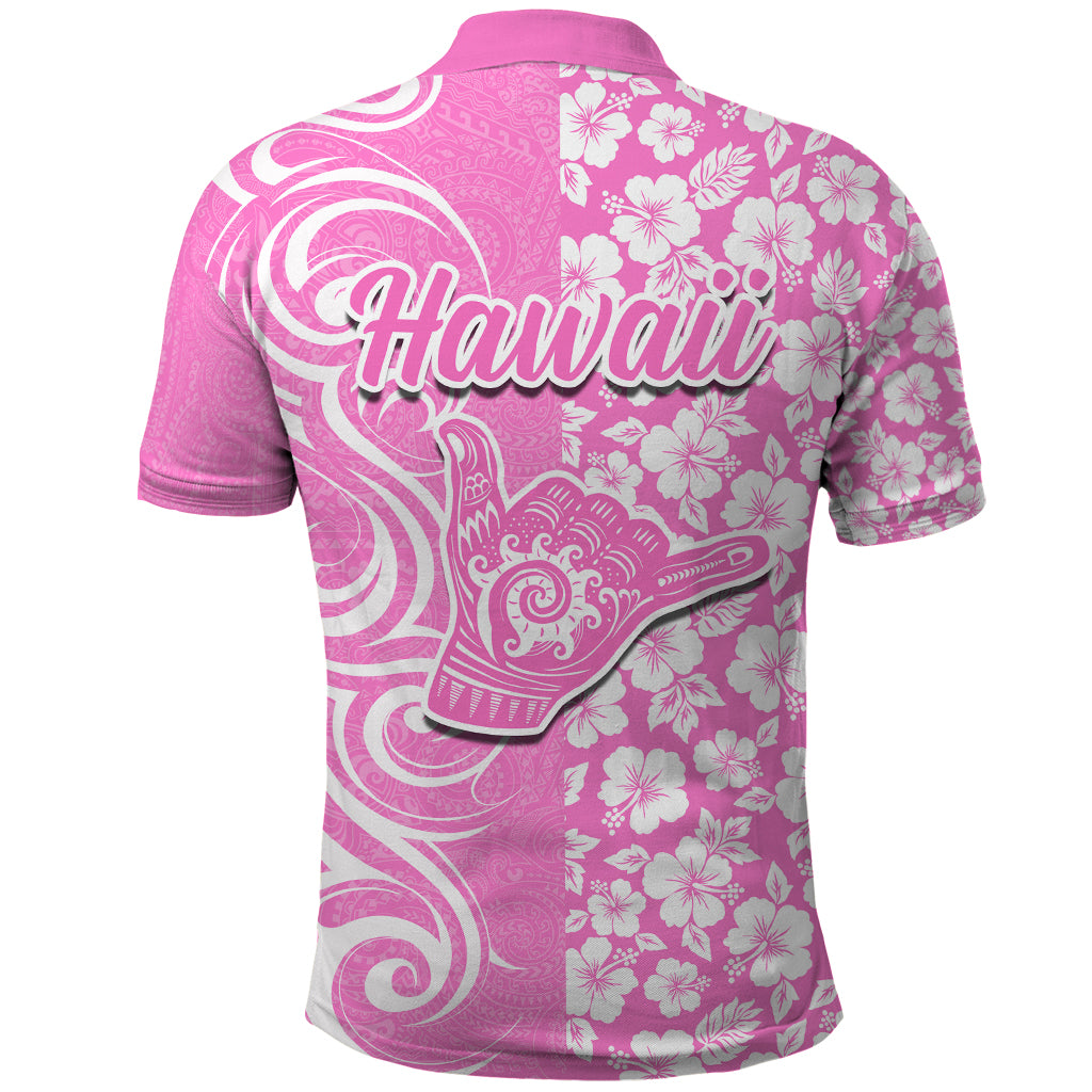 Hawaii Kauai Island Polo Shirt Hibiscus Pattern Seamless Tribal Simple Pink LT03 - Polynesian Pride