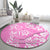 Hawaii Kauai Island Round Carpet Hibiscus Pattern Seamless Tribal Simple Pink LT03 - Polynesian Pride