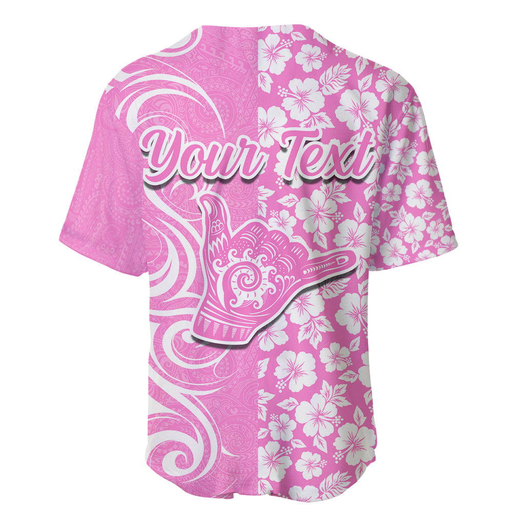 Custom Hawaii Kauai Island Baseball Jersey Hibiscus Pattern Seamless Tribal Simple Pink LT03 - Polynesian Pride