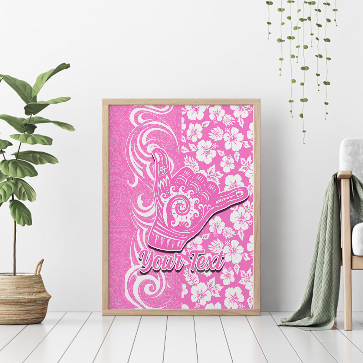 Custom Hawaii Kauai Island Canvas Wall Art Hibiscus Pattern Seamless Tribal Simple Pink LT03 - Polynesian Pride