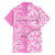 Custom Hawaii Kauai Island Family Matching Puletasi Dress and Hawaiian Shirt Hibiscus Pattern Seamless Tribal Simple Pink LT03 - Polynesian Pride