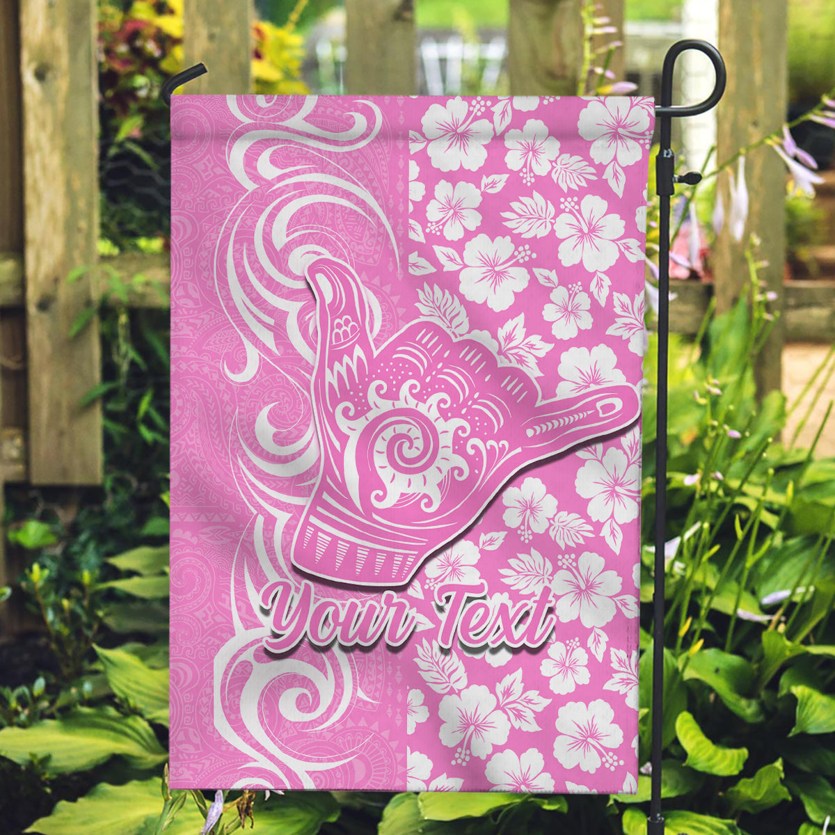 Custom Hawaii Kauai Island Garden Flag Hibiscus Pattern Seamless Tribal Simple Pink LT03 Garden Flag Pink - Polynesian Pride