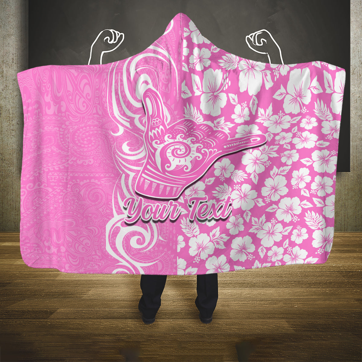 Custom Hawaii Kauai Island Hooded Blanket Hibiscus Pattern Seamless Tribal Simple Pink LT03 One Size Pink - Polynesian Pride