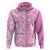 Custom Hawaii Kauai Island Hoodie Hibiscus Pattern Seamless Tribal Simple Pink LT03 Zip Hoodie Pink - Polynesian Pride