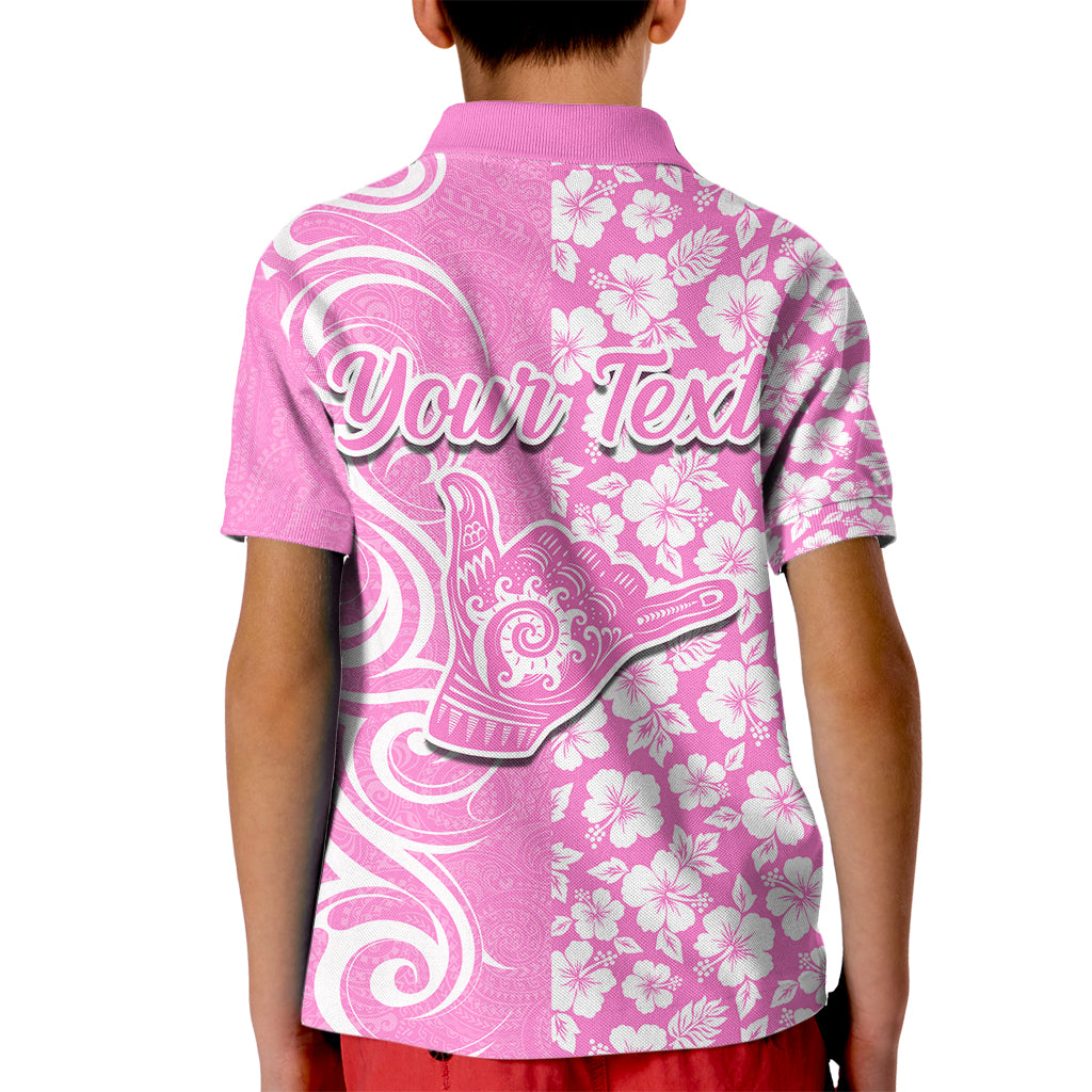 Custom Hawaii Kauai Island Kid Polo Shirt Hibiscus Pattern Seamless Tribal Simple Pink LT03 - Polynesian Pride