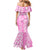 Custom Hawaii Kauai Island Mermaid Dress Hibiscus Pattern Seamless Tribal Simple Pink LT03 - Polynesian Pride