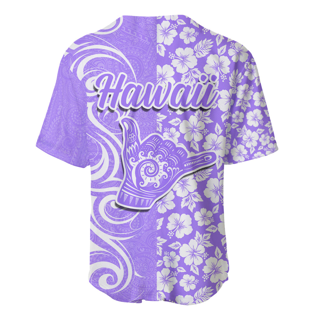 Hawaii Kauai Island Baseball Jersey Hibiscus Pattern Seamless Tribal Simple Purple LT03 - Polynesian Pride