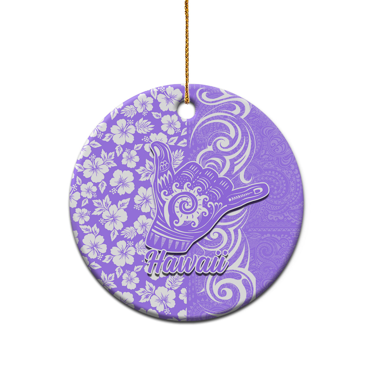 Hawaii Kauai Island Ceramic Ornament Hibiscus Pattern Seamless Tribal Simple Purple LT03 - Polynesian Pride