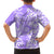 Hawaii Kauai Island Family Matching Off Shoulder Short Dress and Hawaiian Shirt Hibiscus Pattern Seamless Tribal Simple Purple LT03 - Polynesian Pride