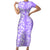 Hawaii Kauai Island Family Matching Short Sleeve Bodycon Dress and Hawaiian Shirt Hibiscus Pattern Seamless Tribal Simple Purple LT03 Mom's Dress Purple - Polynesian Pride