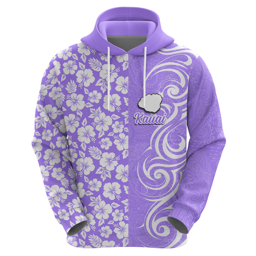 Hawaii Kauai Island Hoodie Hibiscus Pattern Seamless Tribal Simple Purple LT03 - Polynesian Pride