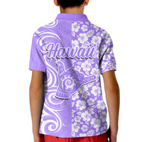 Hawaii Kauai Island Kid Polo Shirt Hibiscus Pattern Seamless Tribal Simple Purple LT03 - Polynesian Pride
