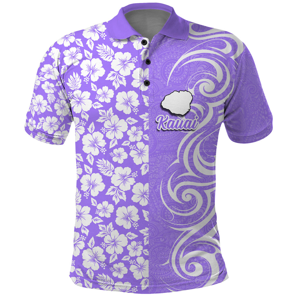 Hawaii Kauai Island Polo Shirt Hibiscus Pattern Seamless Tribal Simple Purple LT03 Purple - Polynesian Pride