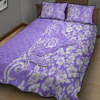 Hawaii Kauai Island Quilt Bed Set Hibiscus Pattern Seamless Tribal Simple Purple LT03 - Polynesian Pride